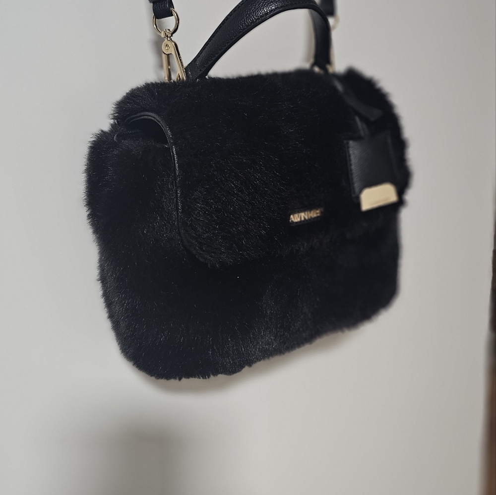 Calvin Klein Black Furry Shoulder Bag